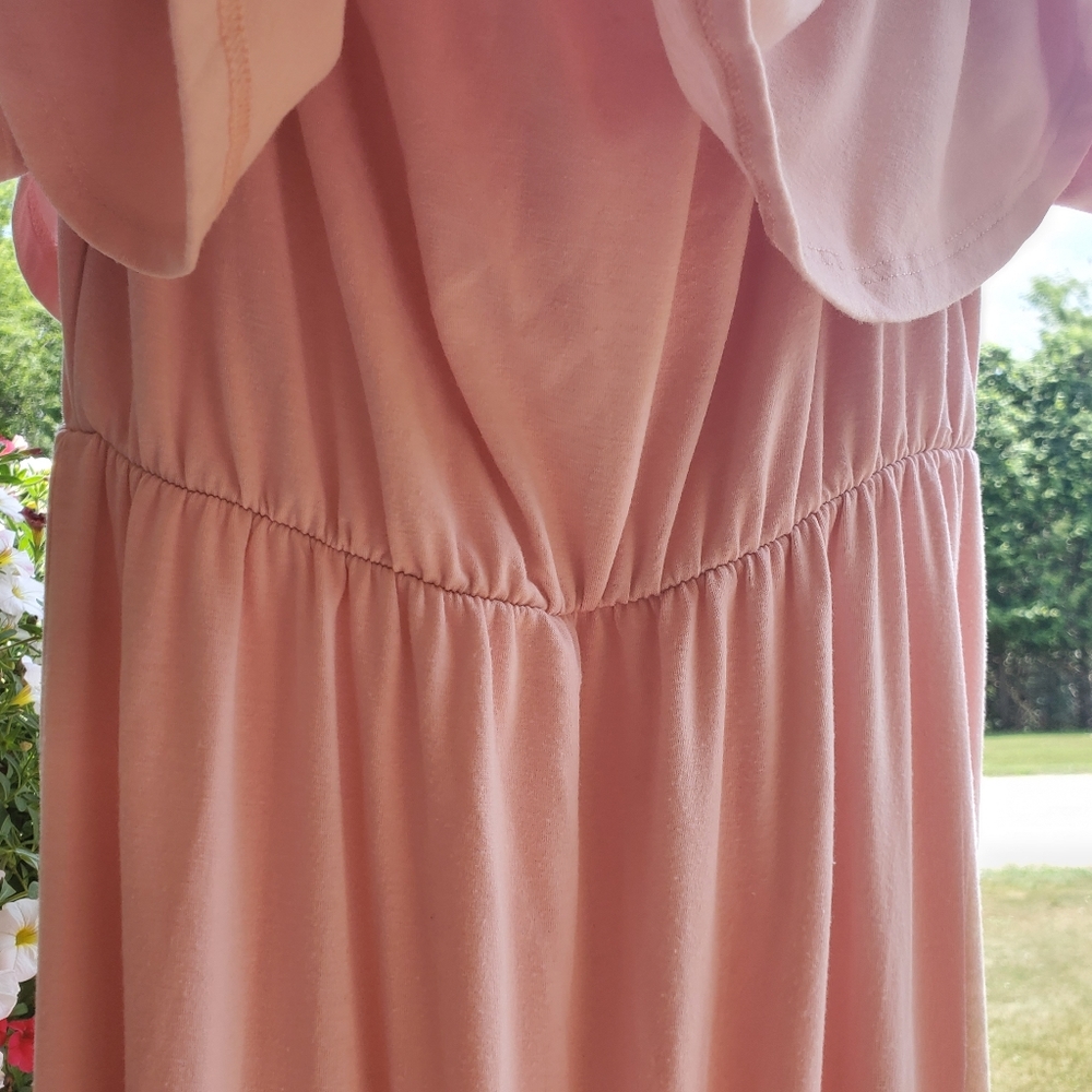 Pinkblush Ruffle Off Shoulder Maternity Maxi Dress Pastel Pink Stretch Pregnancy - Picture 11 of 14